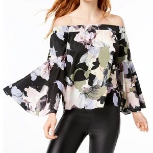 Bar III Bell Sleeve Off-The-Shoulder Floral Blouse